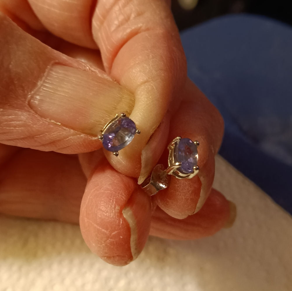 Lot of 5 Pierced Earrings, Tanzanite, Crystal and others